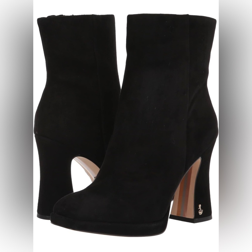 SAM EDELMAN BLACK SUEDE LEATHER JAY ANKLE BOOTIES 5 MEDIUM